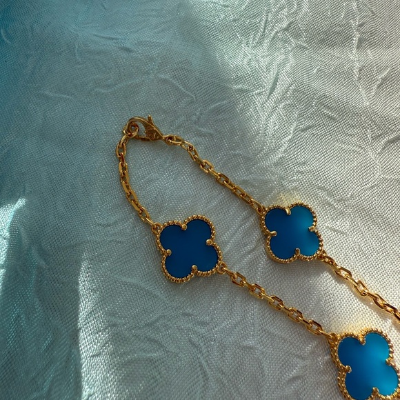 Alhambra Style Sky Blue Clover Necklace New 
Sterling Silver 925 - Picture 17 of 17